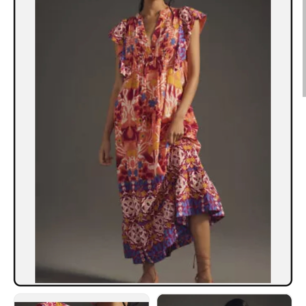 Anthropologie Maeve Purple and Red Tiered Ruffled Sundress